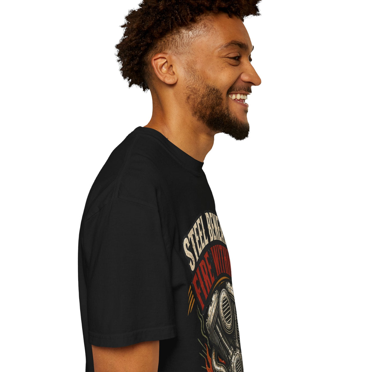 "Steel Beneath, Fire Within" Biker T-Shirt